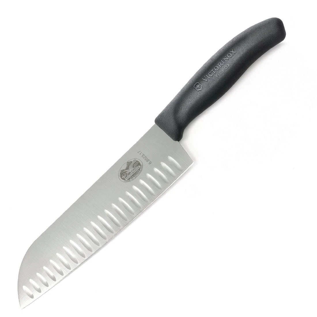 Victorinox Fibrox 17cm Santoku Knife Fluted Edge (6852317G)