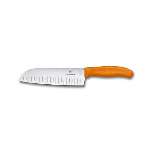 Victorinox Swiss Classic 17cm Santoku Knife Fluted Blade Orange (6852617L9B)