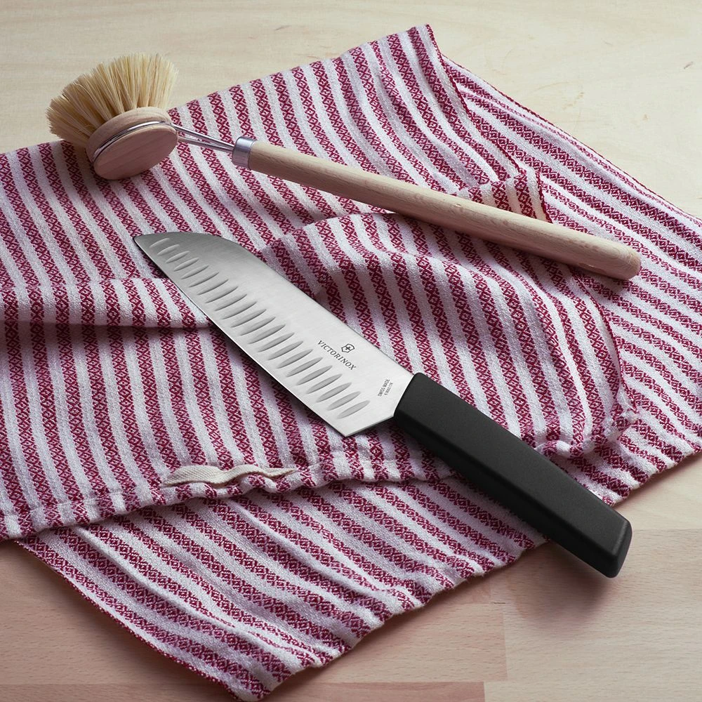 Victorinox Swiss Modern 17cm Santoku Knife Fluted Edge Black (6905317KB) - Image 2