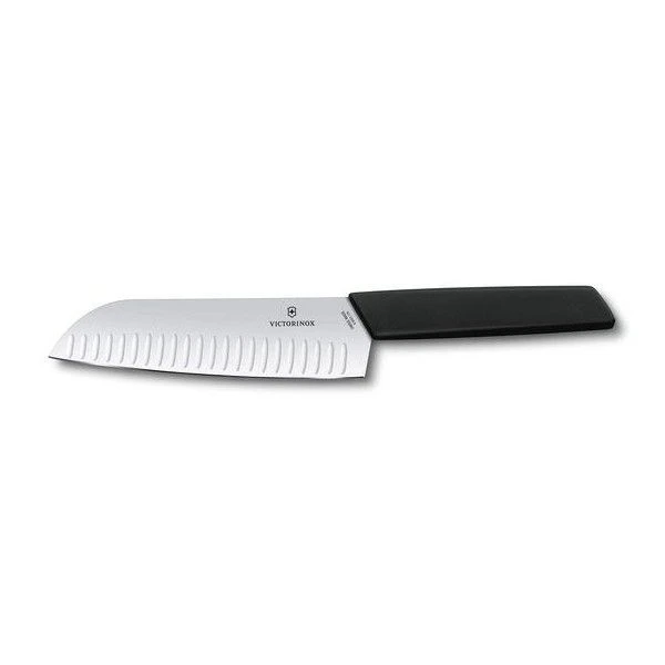 Victorinox Swiss Modern 17cm Santoku Knife Fluted Edge Black (6905317KB)