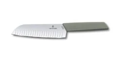Victorinox Swiss Modern Colour 17cm Fluted Santoku Knife - Olive Green (6905617K6B)