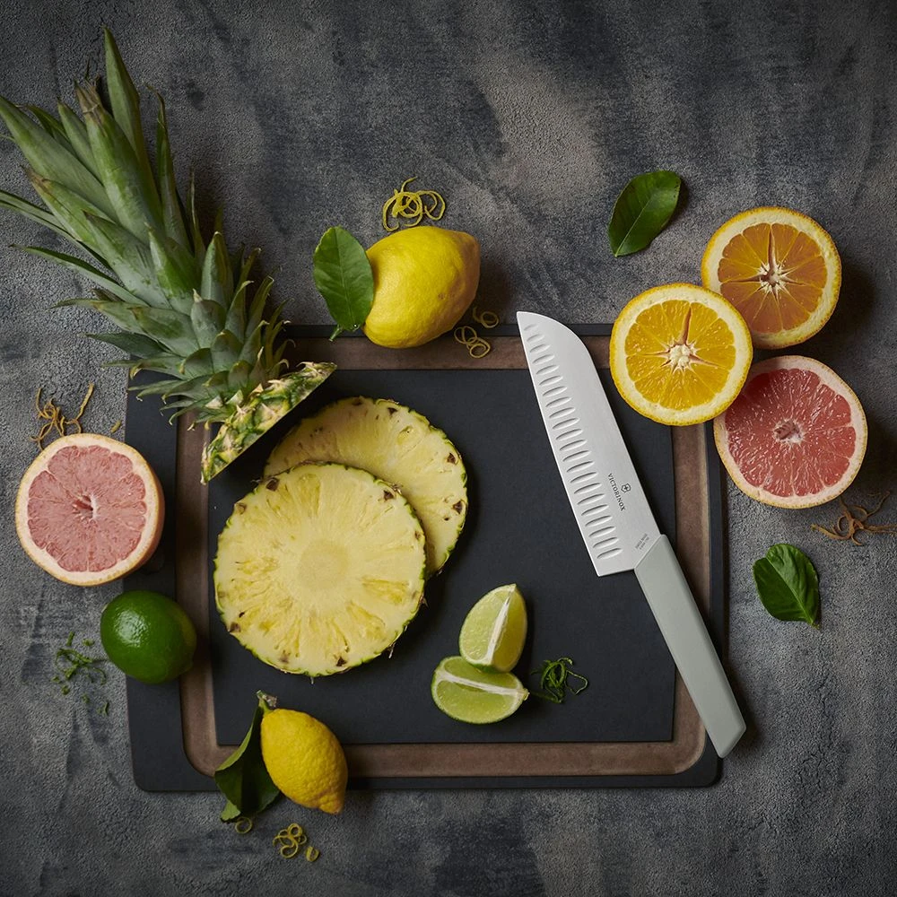 Victorinox Swiss Modern Colour 17cm Fluted Santoku Knife - Olive Green (6905617K6B) - Image 5