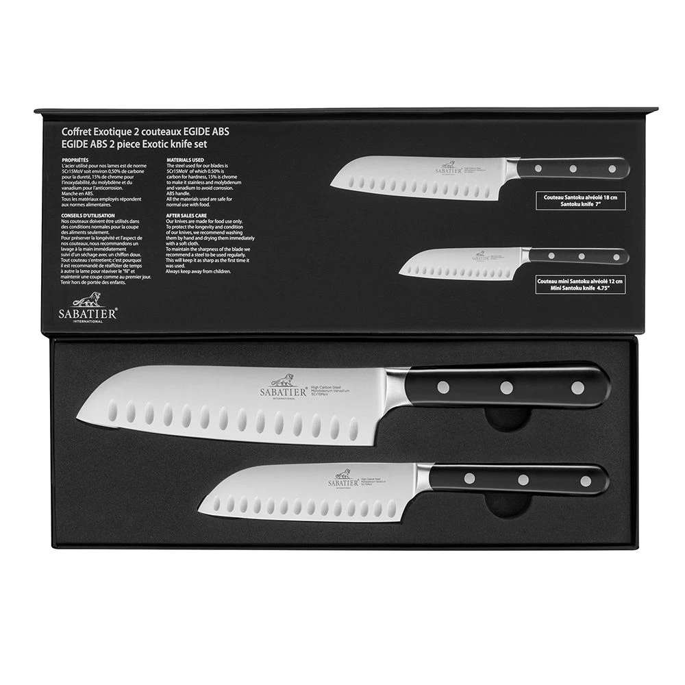 Lion SabatierĀ® Egide 2 Piece Knife Set - 13cm & 18cm Santoku (Black Handle With Stainless Steel Rivets) - Image 5