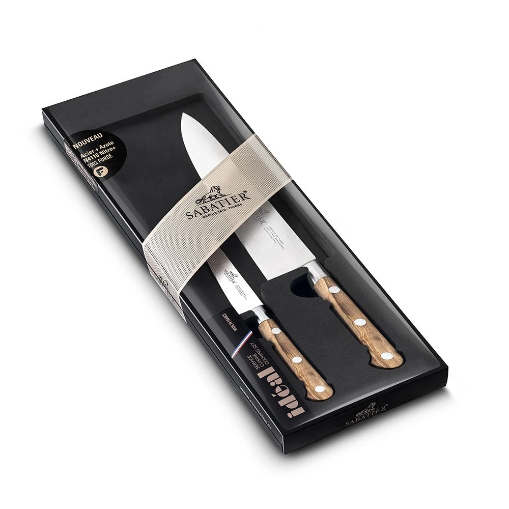 Lion SabatierĀ® Ideal Provencao 2 Piece Knife Set - 10cm Paring & 20cm Cooks Knife (Olive Handle With Stainless Steel Rivets) - Image 4