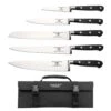 Rockingham Forge Pro Black Series 5 Piece Set With Roll (9cm Paring Knife, 13cm Utility, 20cm Cooks Knife, 20cm Bread & 20cm Carving Knife)