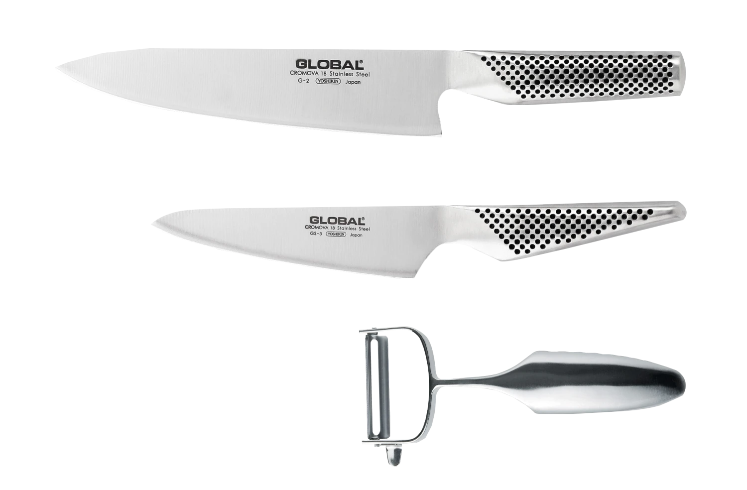 Global G23680 - 3 Piece Knife And Peeler Set - G-2, GS-3, GS-68 (G-23680)