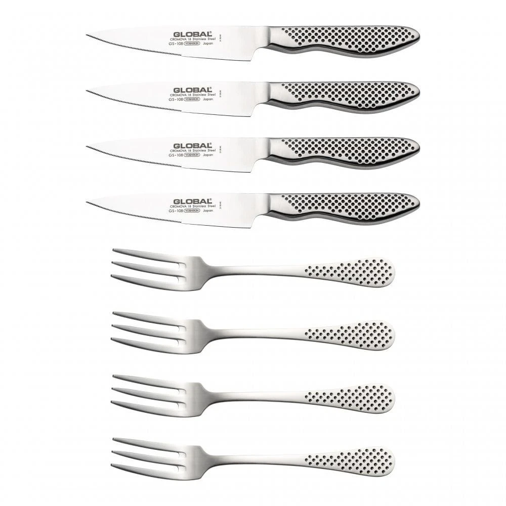 Global Steak Knife & Fork Set With Dock (G-88/4012/R) - Image 2