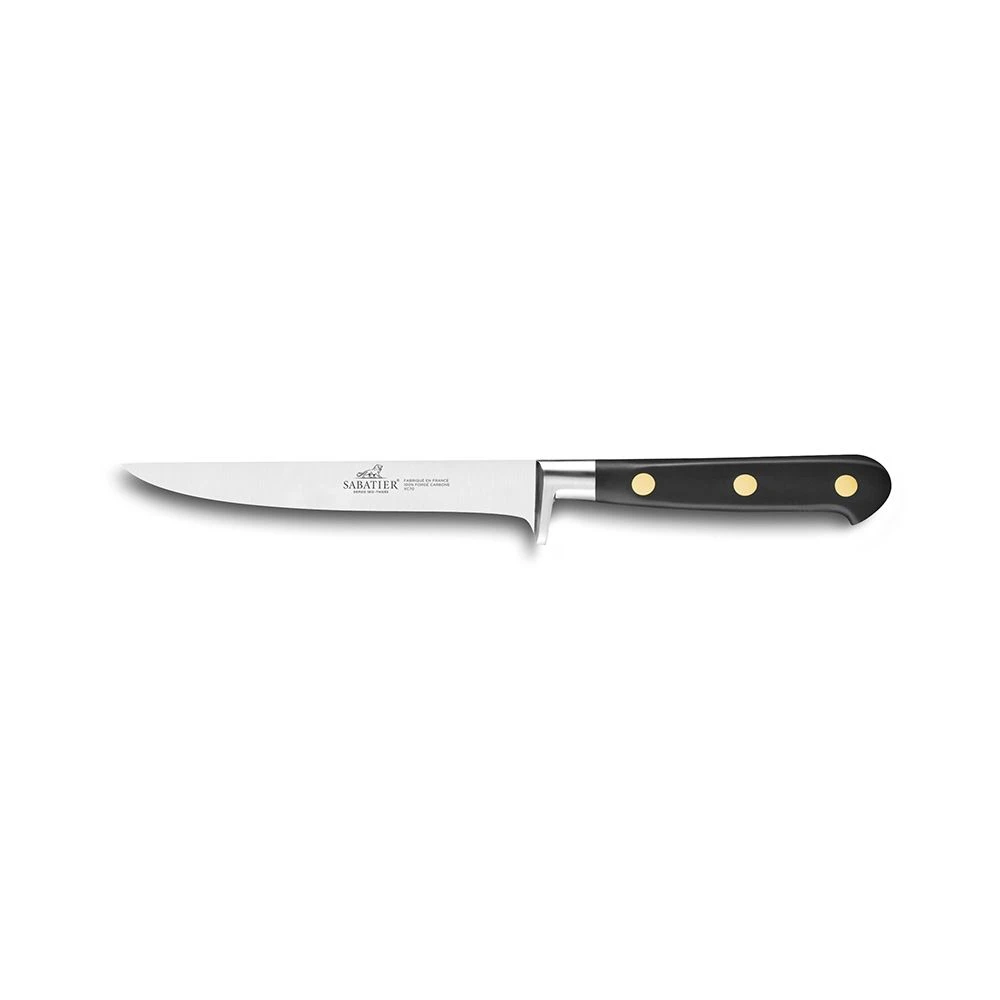 Lion Sabatier® Ideal Carbone 13cm Boning Knife (Carbon Steel Blade With Black Handle & Brass Rivets)