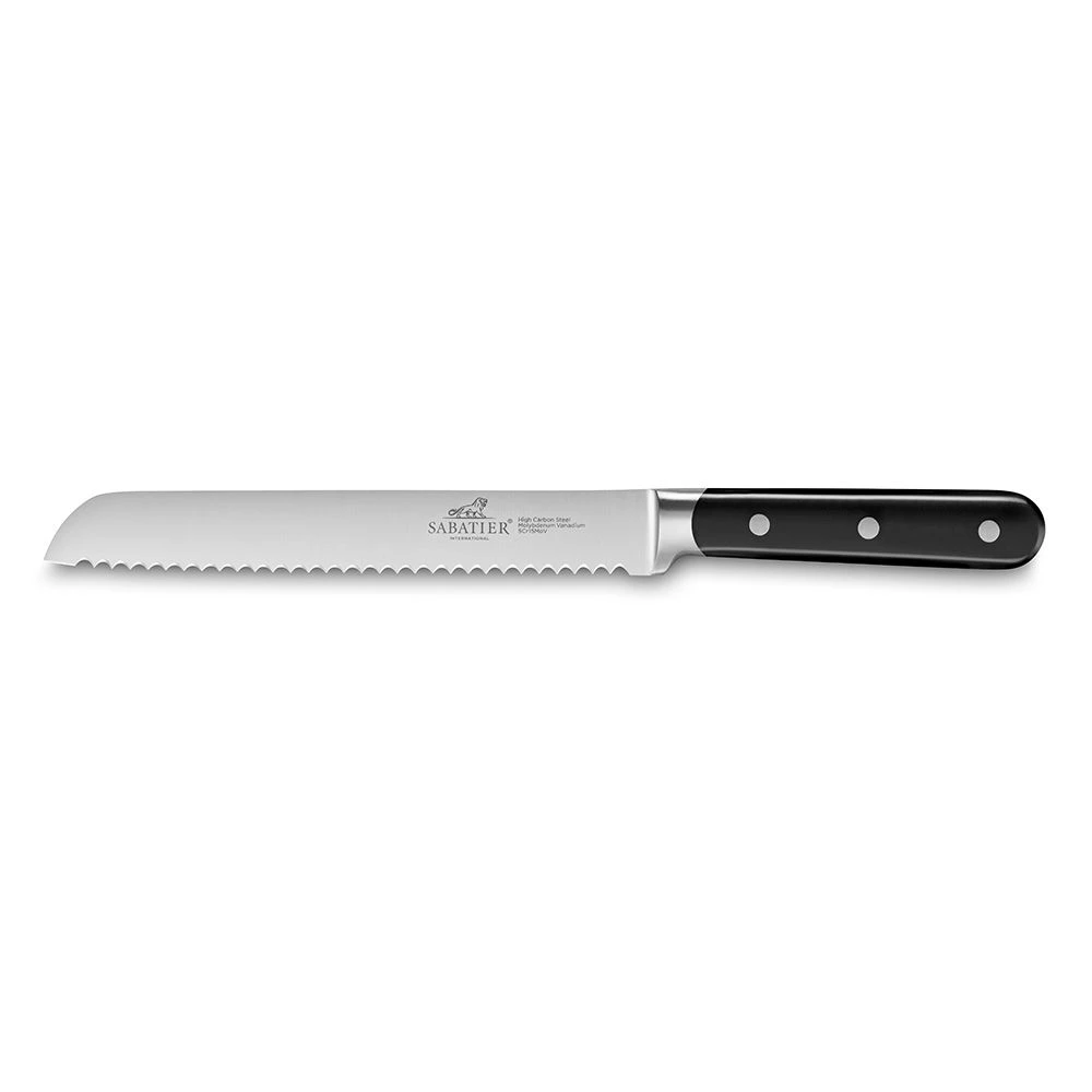 Lion SabatierĀ® Egide 20cm Bread Knife (Black Handle With Stainless Steel Rivets)