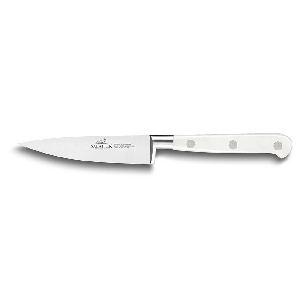 Lion SabatierĀ® Ideal Toque Blanche 2 Piece Knife Set - 10cm Paring & 18cm Santoku Knife (White Handle With Stainless Steel Rivets) - Image 3