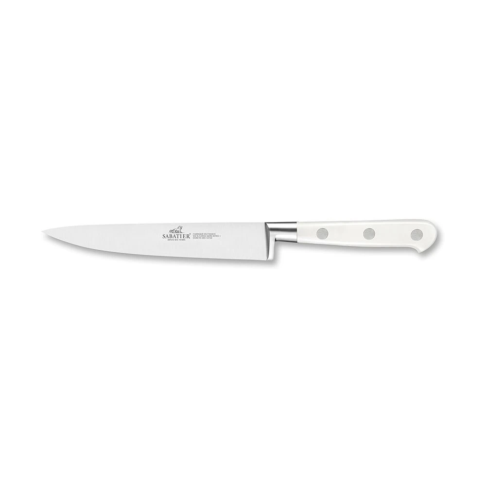 Lion SabatierĀ® Ideal Toque Blanche 2 Piece Set - Filleting Knife & Tweezers (White Handle With Stainless Steel Rivets)