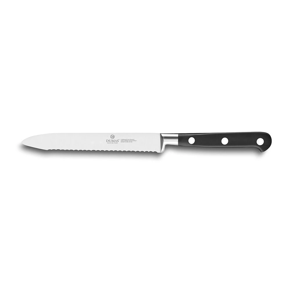 Lion Sabatier® Ideal 3 Piece Knife Set - 10cm Paring, 12cm Serrated Utility & 15cm Cooks Knife (Black Handle With Stainless Steel Rivets) - Image 3
