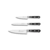 Lion Sabatier® Ideal 3 Piece Knife Set - 10cm Paring, 12cm Serrated Utility & 15cm Cooks Knife (Black Handle With Stainless Steel Rivets)
