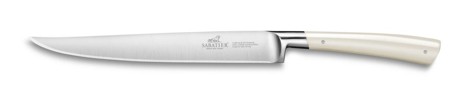 Lion SabatierĀ® Edonist Perle 20cm Yatagan Carving Knife (Pearl Handle With Stainless Steel Rivets)