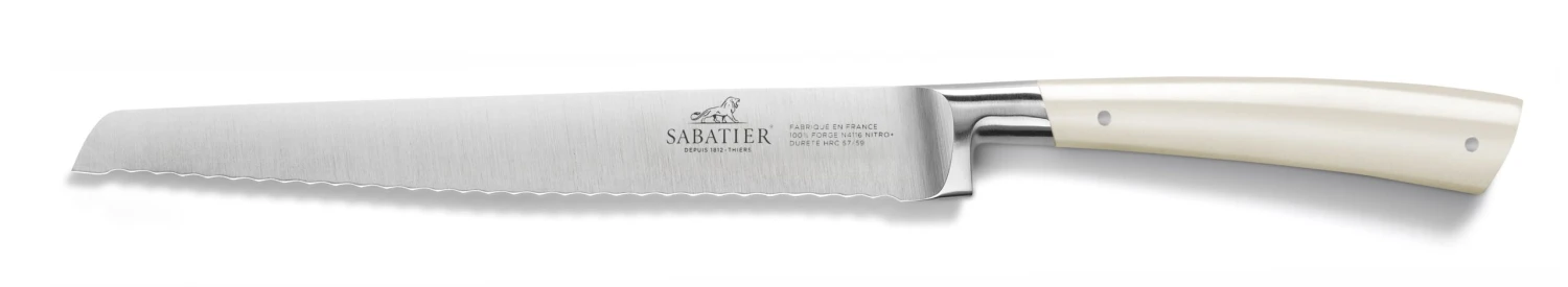 Lion Sabatier® Edonist Perle 20cm Bread Knife (Pearl Handle With Stainless Steel Rivets)