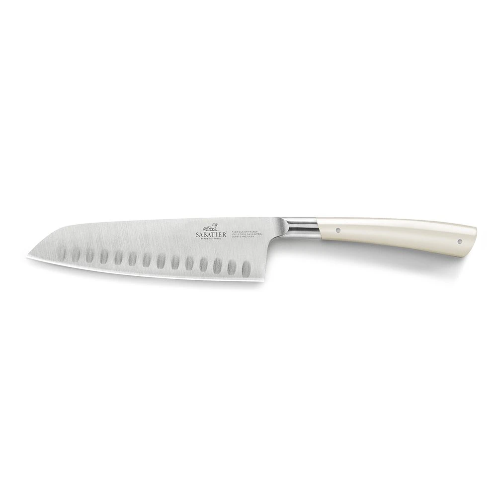 Lion SabatierĀ® Edonist Perle 2 Piece Knife Set - 10cm Paring Knife & 18cm Santoku (Pearl Handle With Stainless Steel Rivets) - Image 2