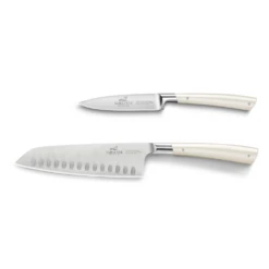 Lion SabatierĀ® Edonist Perle 2 Piece Knife Set - 10cm Paring Knife & 18cm Santoku (Pearl Handle With Stainless Steel Rivets)