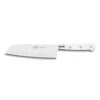 Lion Sabatier® Ideal Toque Blanche 2 Piece Knife Set - 10cm Paring & 18cm Santoku Knife (White Handle With Stainless Steel Rivets)