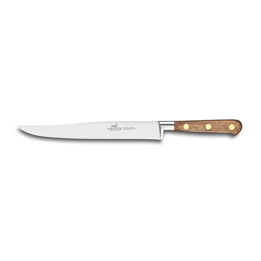 Lion SabatierĀ® Ideal Perigord 20cm Yatagan Carving Knife (Walnut Handle With Brass Rivets)