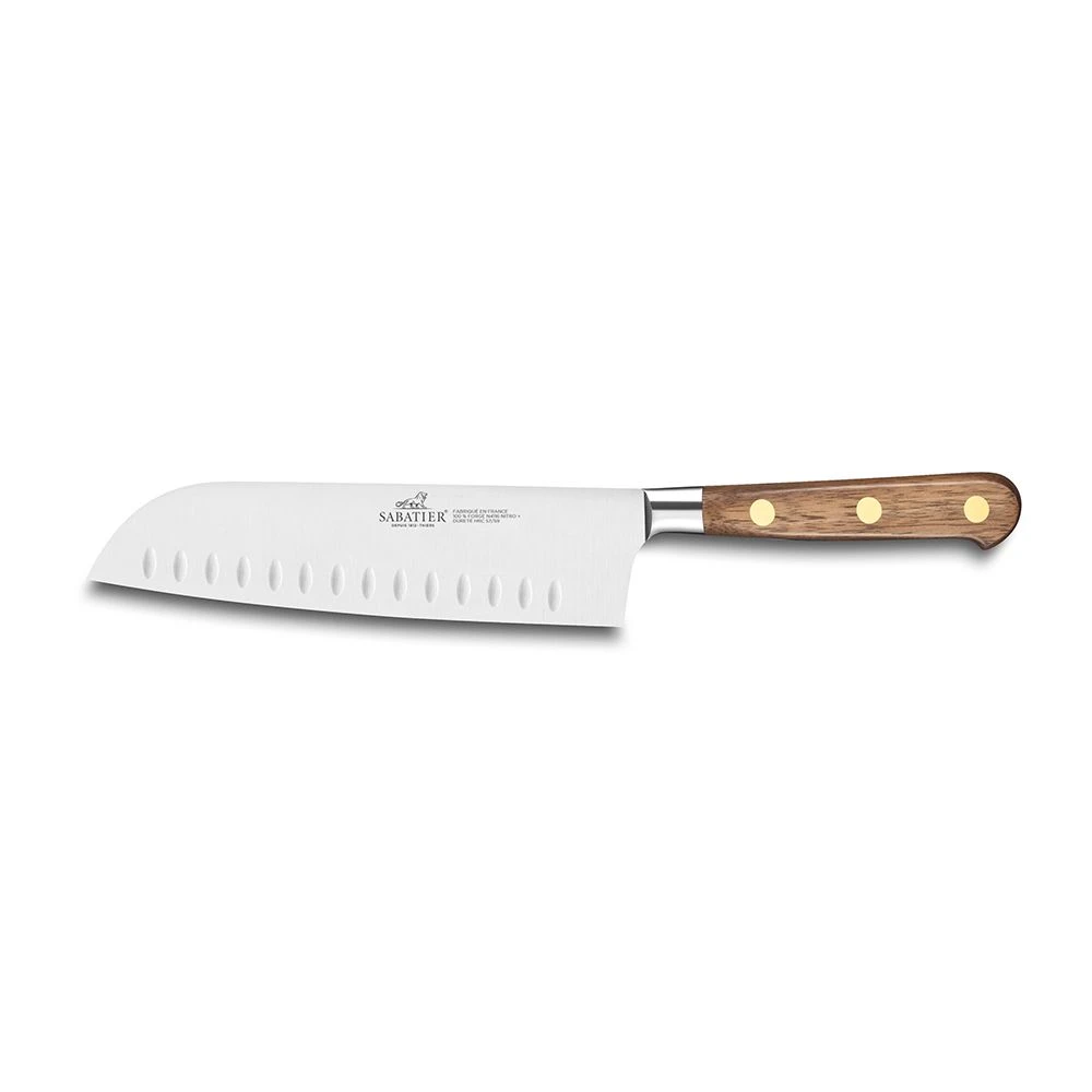 Lion SabatierĀ® Ideal Perigord 2 Piece Knife Set - 10cm Paring & 18cm Santoku Knife (Walnut Handle With Brass Rivets) - Image 2