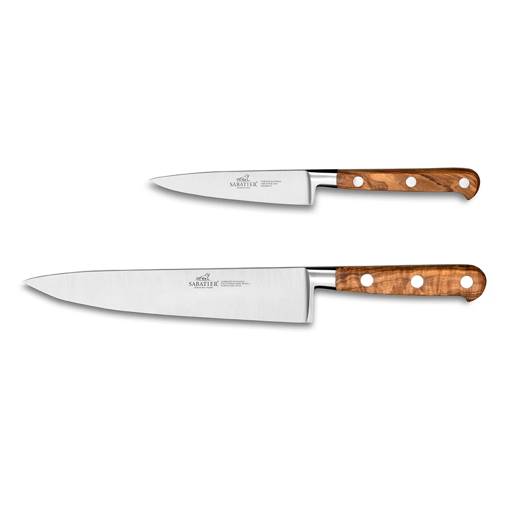 Lion SabatierĀ® Ideal Provencao 2 Piece Knife Set - 10cm Paring & 20cm Cooks Knife (Olive Handle With Stainless Steel Rivets) - Image 2
