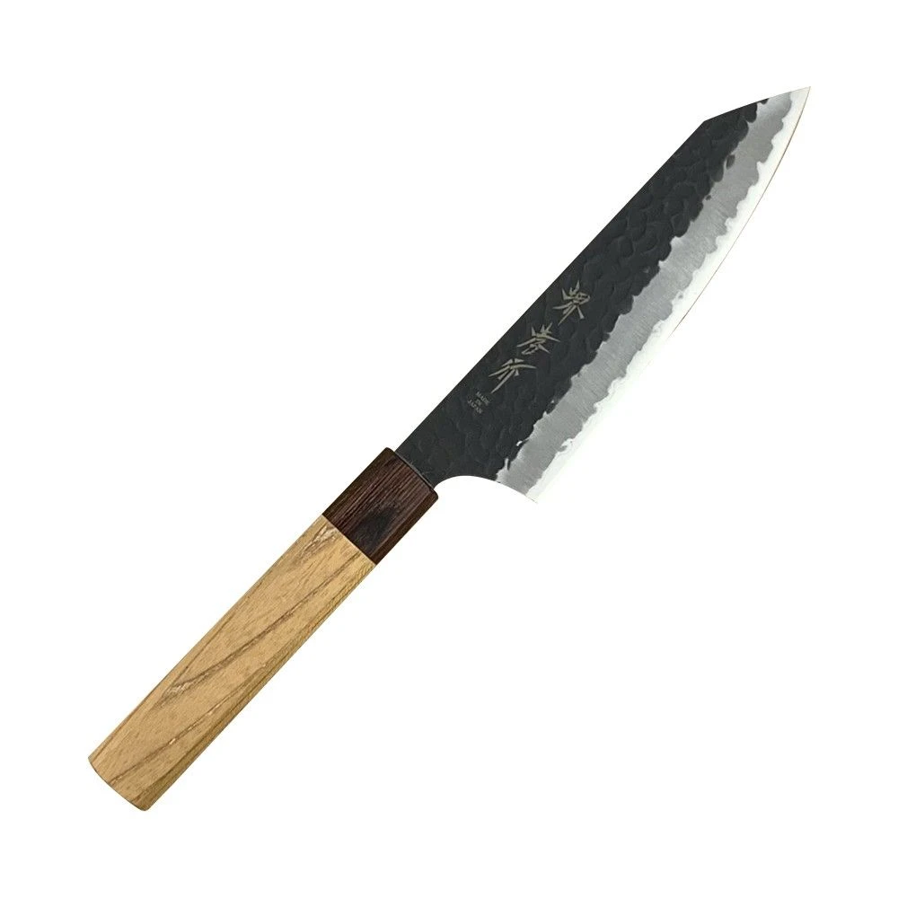 Sakai Takayuki Aogami Super Kurouchi Hammered WA Japanese 160mm Kengata-Santoku Knife