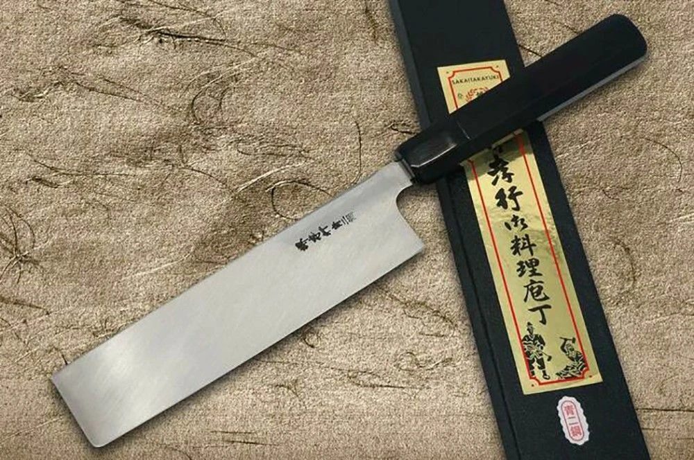 Sakai Takayuki Aoniko Blue 2 Steel Ebony Handle Japanese Chef's Nakiri (Vegetable) 180mm - Image 6
