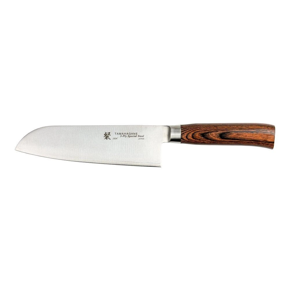 Tamahagane San Tsubame Wood 17.5cm Santoku Knife (SN-1114)