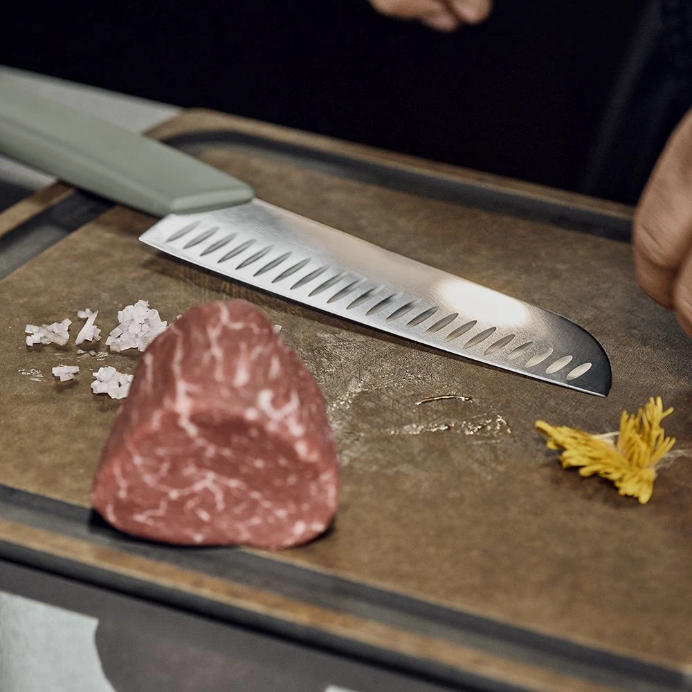 Victorinox Swiss Modern Colour 17cm Fluted Santoku Knife - Olive Green (6905617K6B) - Image 6