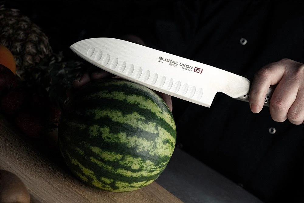 Global Ukon 18cm Hollow Edge Santoku Knife (GU-04) - Image 9